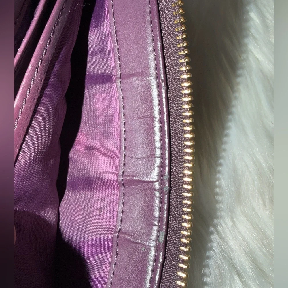 COACH Op Art Rich Purple Leather Wristlet